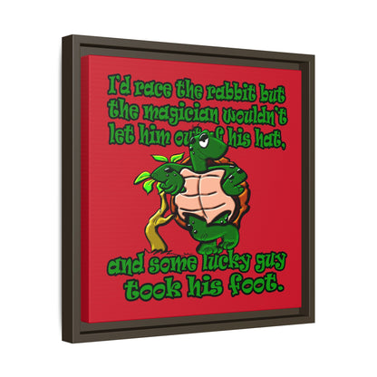 turtle race - framed canvas art (dark red)