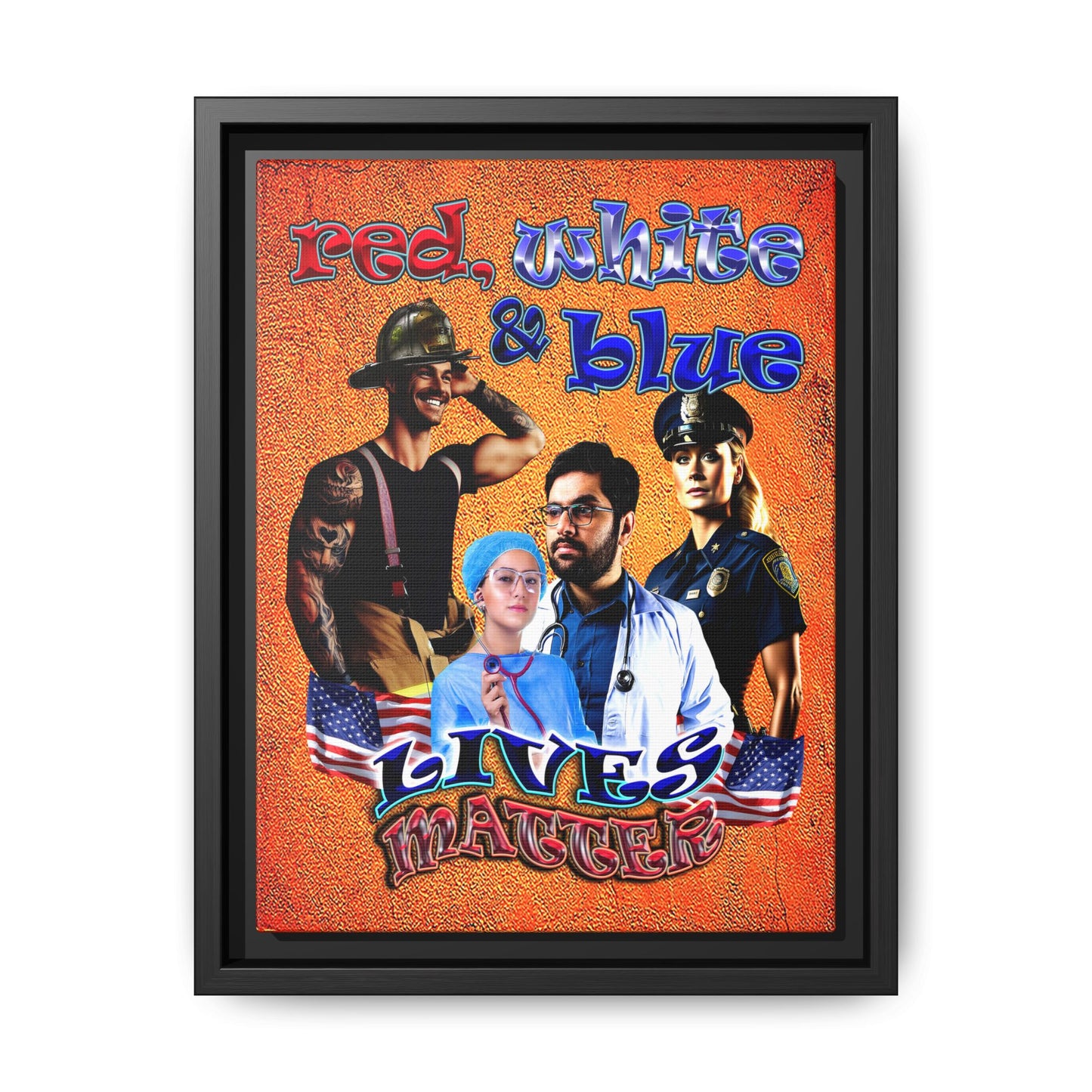 rw&b lives matter - framed canvas art (burnt orange)