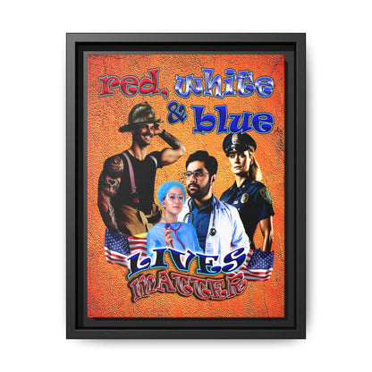 rw&b lives matter - framed canvas art (burnt orange)