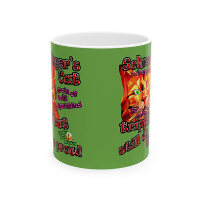 schrodinger's cat - White Mug (green)