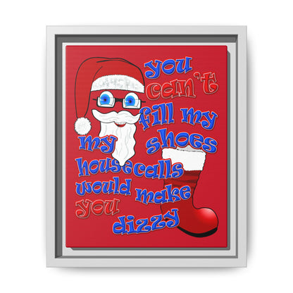 santa's shoes - framed canvas art (dark red)