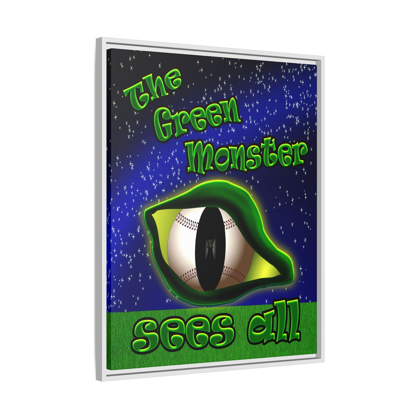 green monster - framed canvas art ('snoops' background)