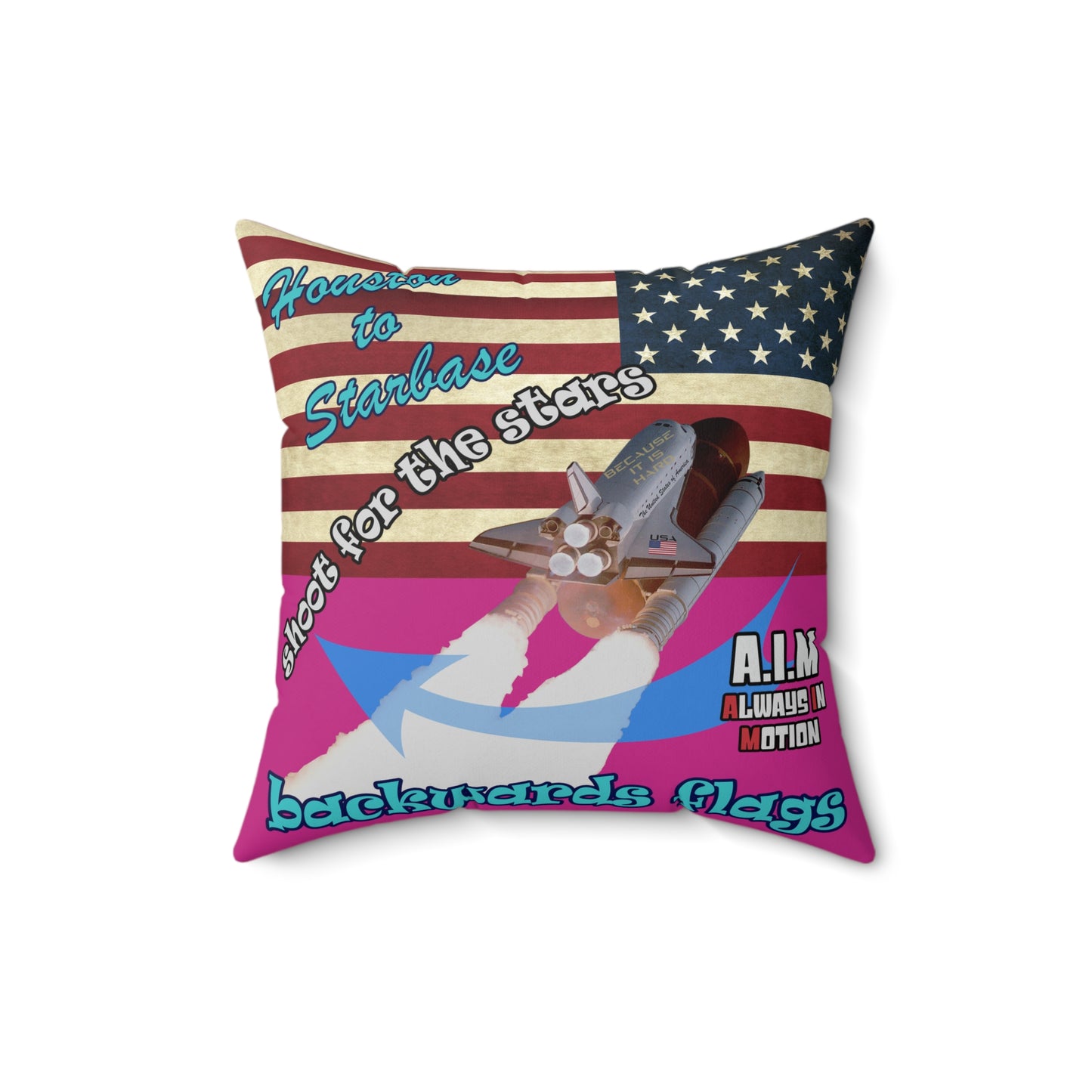 shoot for the stars - Spun Polyester Square Pillow - (pink)