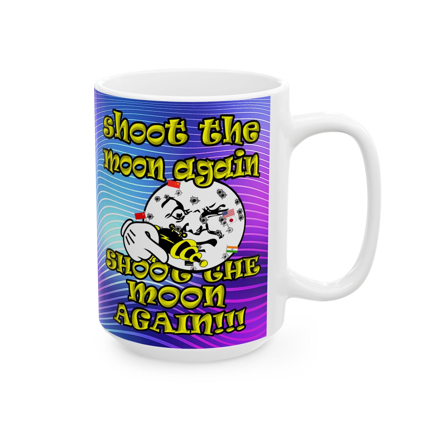 shoot the moon again - White Mug (purple wave)