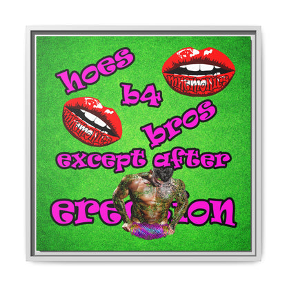 hoes b4 bros - framed canvas art (green turf)