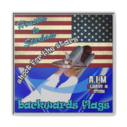 shoot for the stars - framed canvas art (blue-white wave)