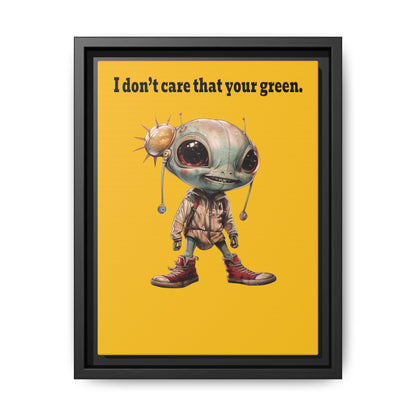 I don't care that your green - framed canvas art (yellow)