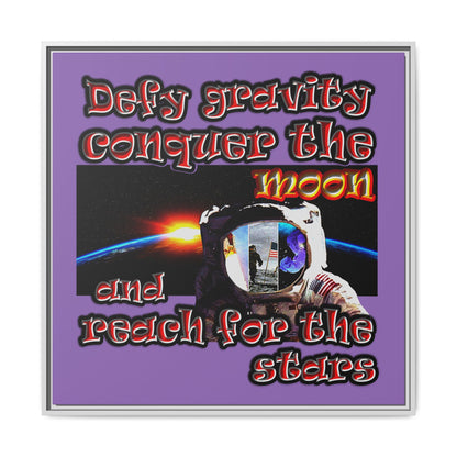 defy conquer reach - framed canvas art (light purple)
