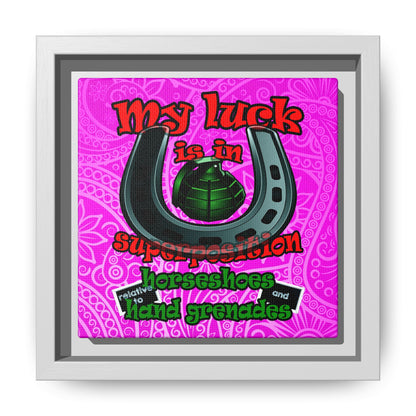 my luck - framed canvas art (pink swirl)