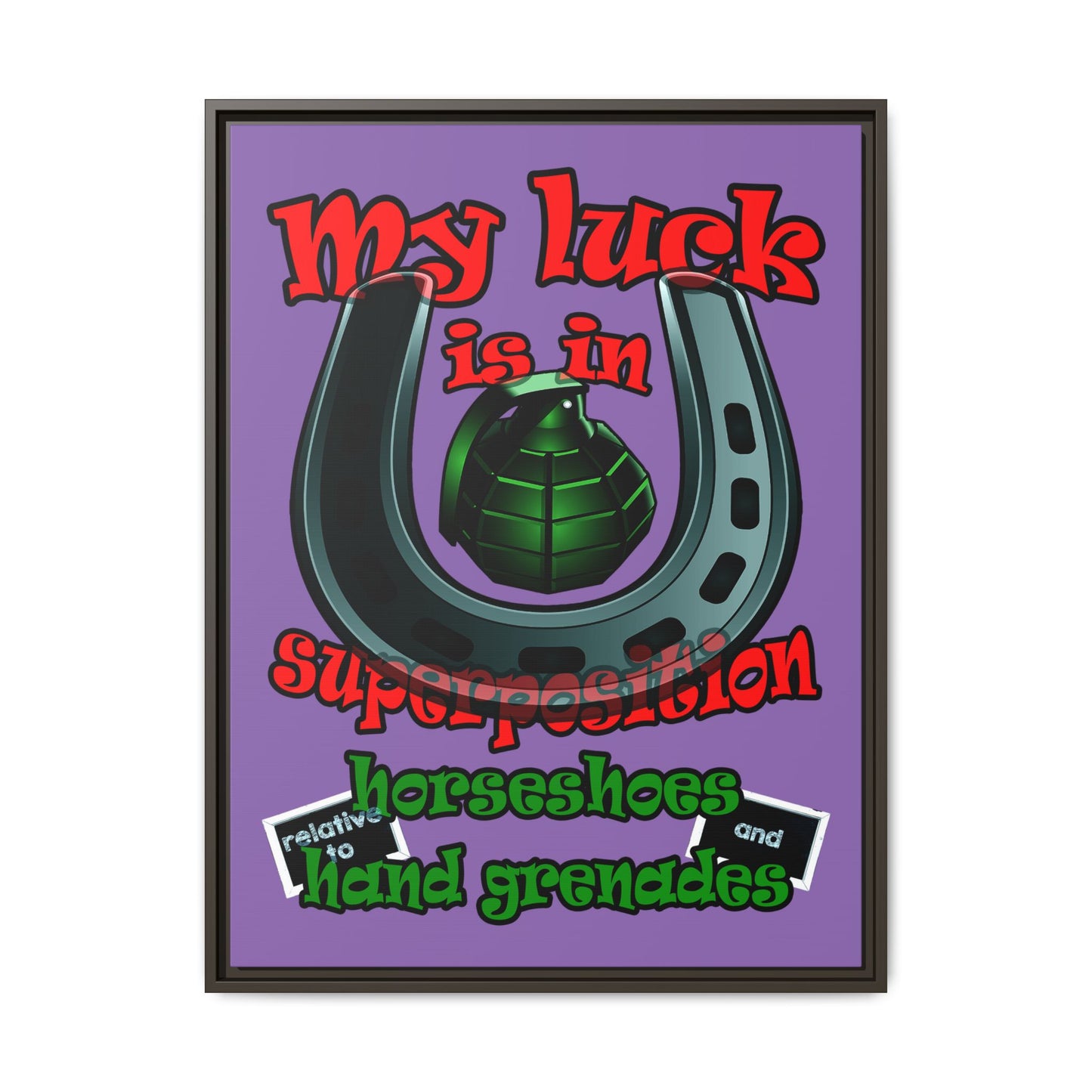 my luck - framed canvas art (light purple)