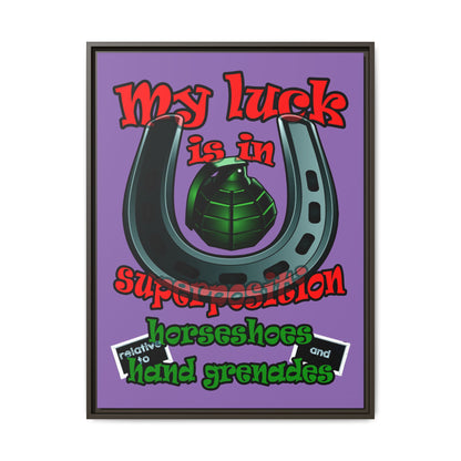 my luck - framed canvas art (light purple)