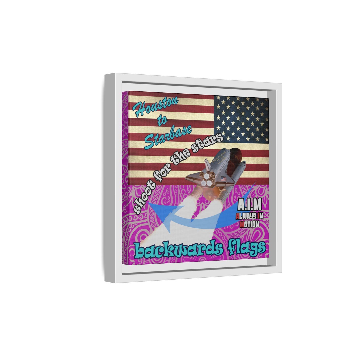 shoot for the stars - framed canvas art (pink swirl)