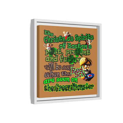 christmas spirits of boston - framed canvas art (light brown)