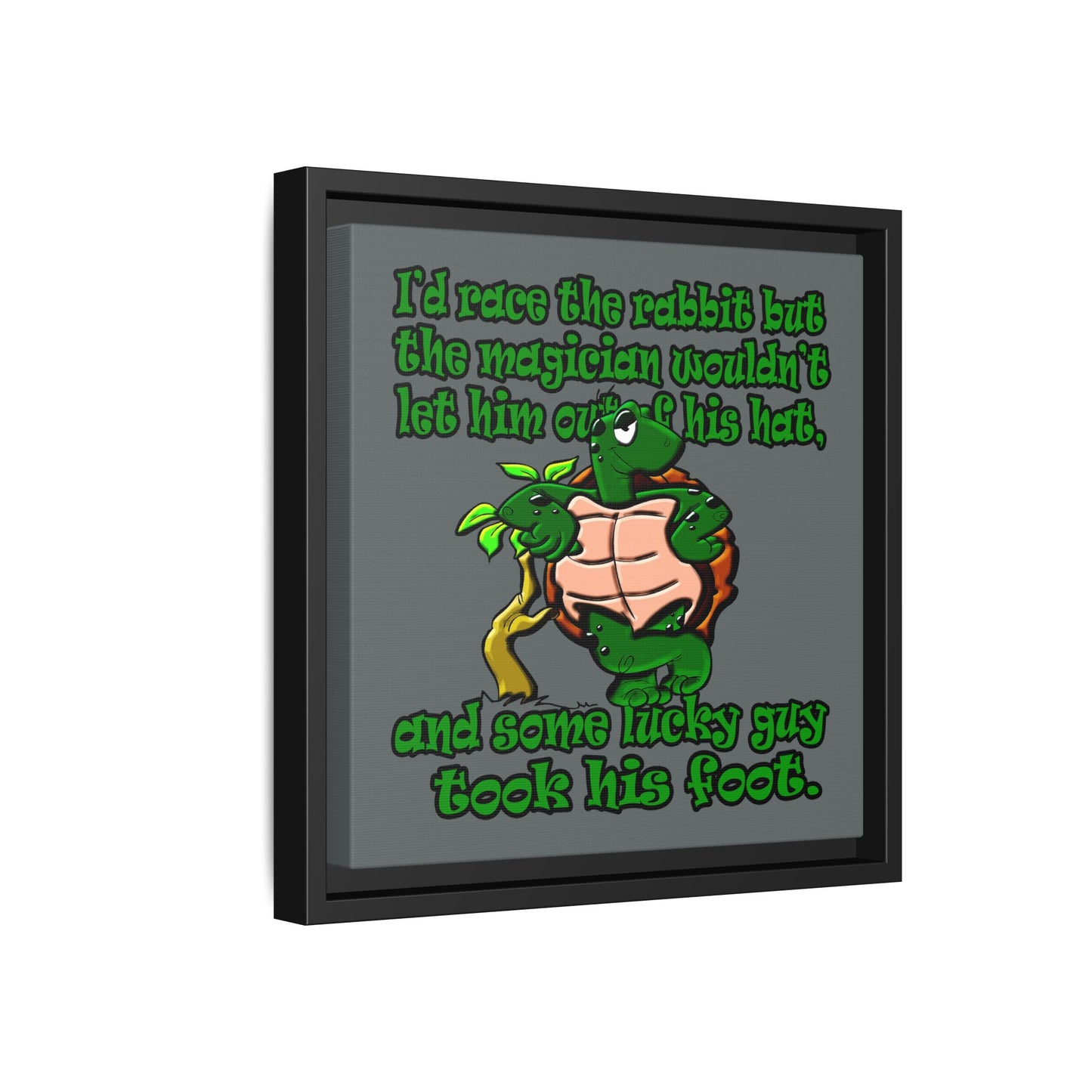 turtle race - framed canvas art (dark grey)
