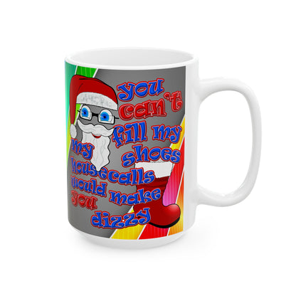 santa's shoes - White Mug (rainbow split)