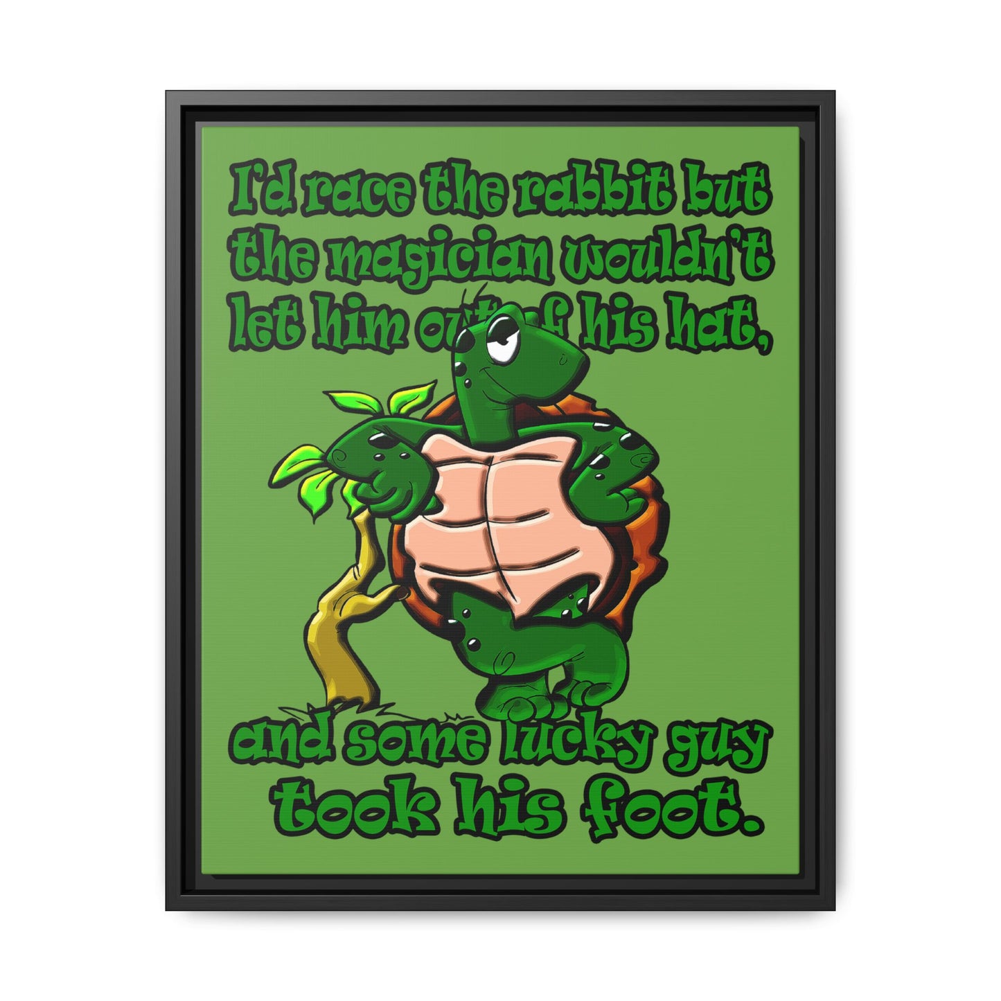 turtle race - framed canvas art (green)