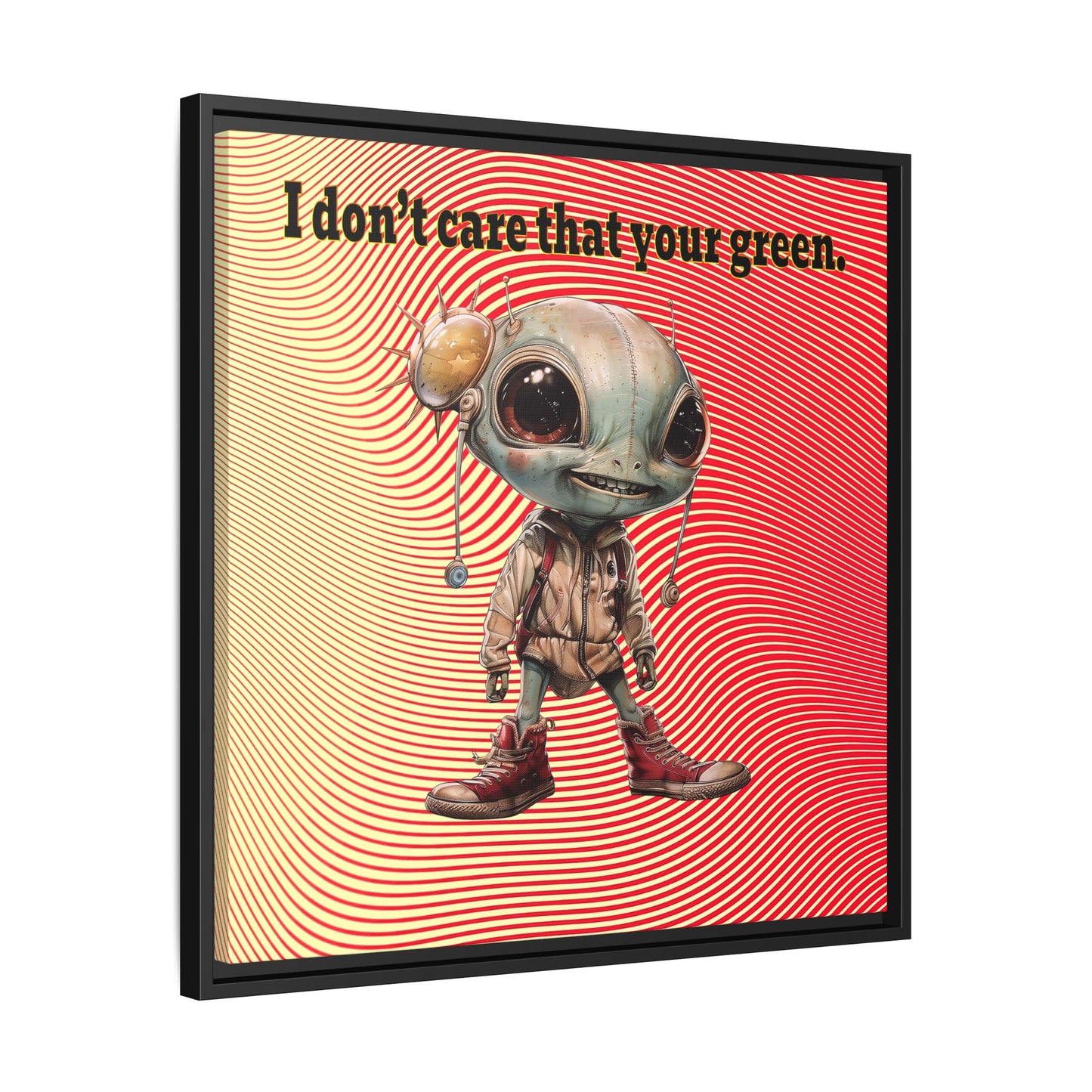 I don't care that your green - framed canvas art (yellow-orange wave)