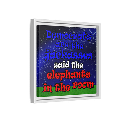 donkeys and elephants - framed canvas art ('snoops' background)