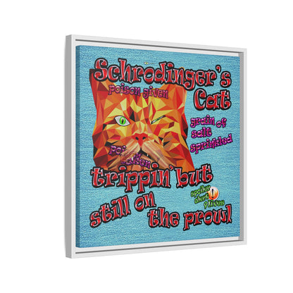 schrodinger's cat - framed canvas art (faded blue)