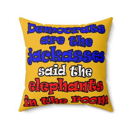 donkeys and elephants - Faux Suede Square Pillow - (yellow)