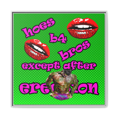hoes b4 bros - framed canvas art (logo green)