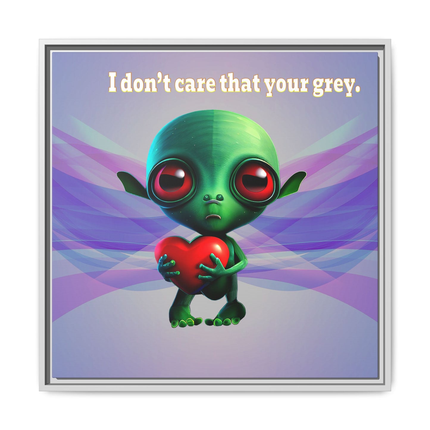 I don't care that your grey - framed canvas art (light blue-pink wave)