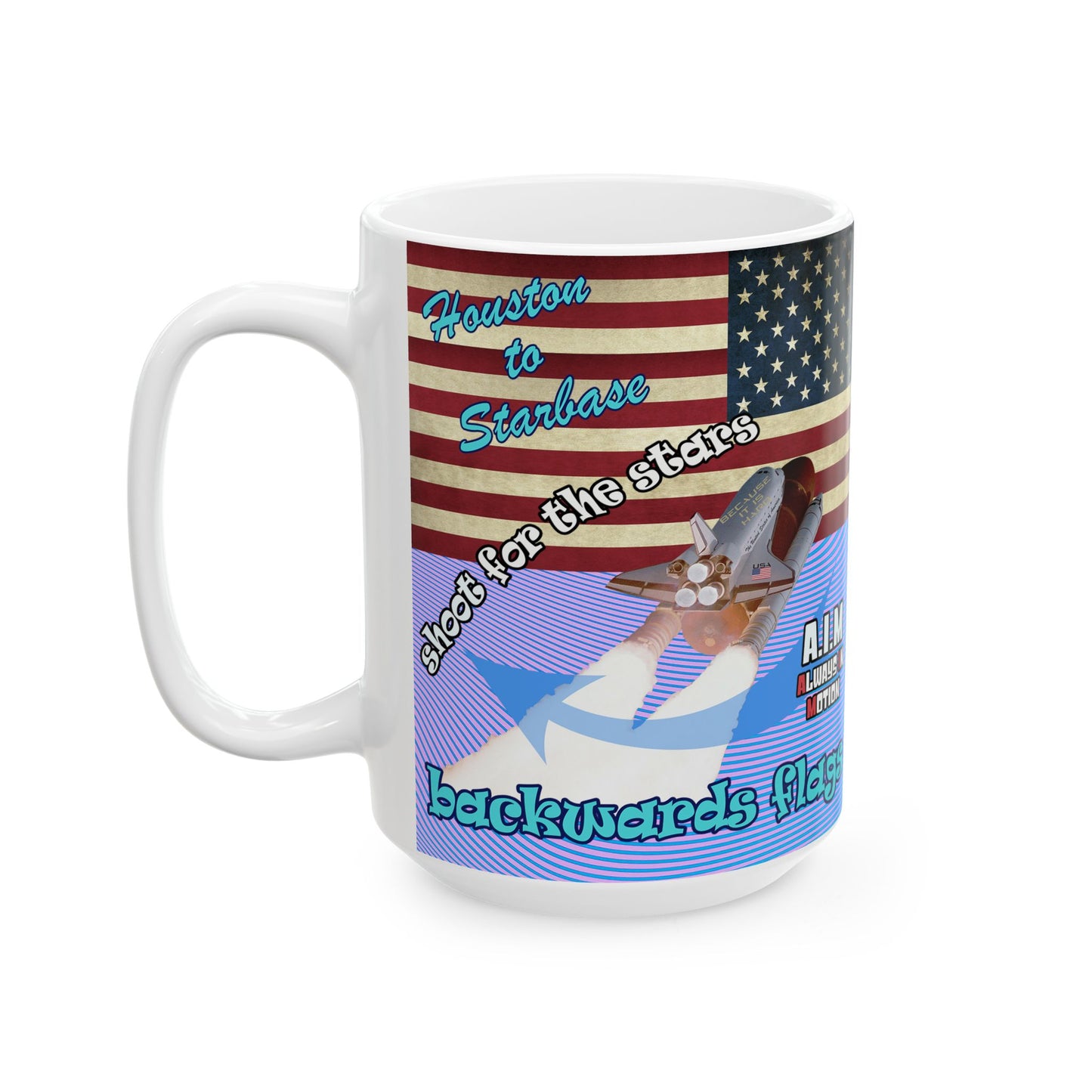 shoot for the stars - White Mug (light blue-purple wave)