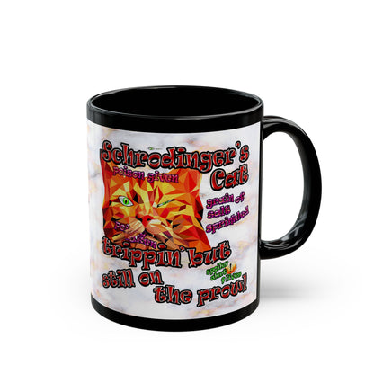 schrodinger's cat - Black Mug (white marble)