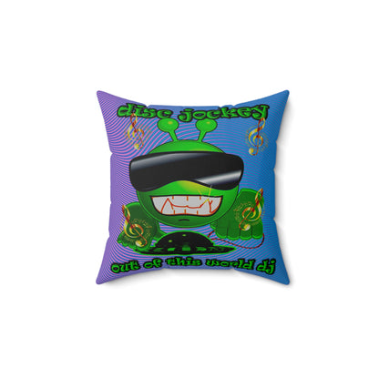 disc jockey - Spun Polyester Square Pillow - (light blue-purple wave)