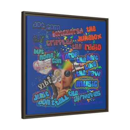 drop the beat - framed canvas art (dark blue)