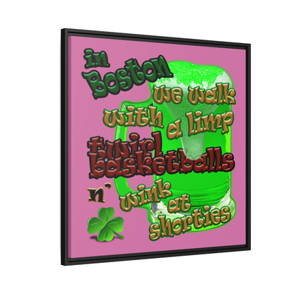 celtics logo - framed canvas art (light pink)