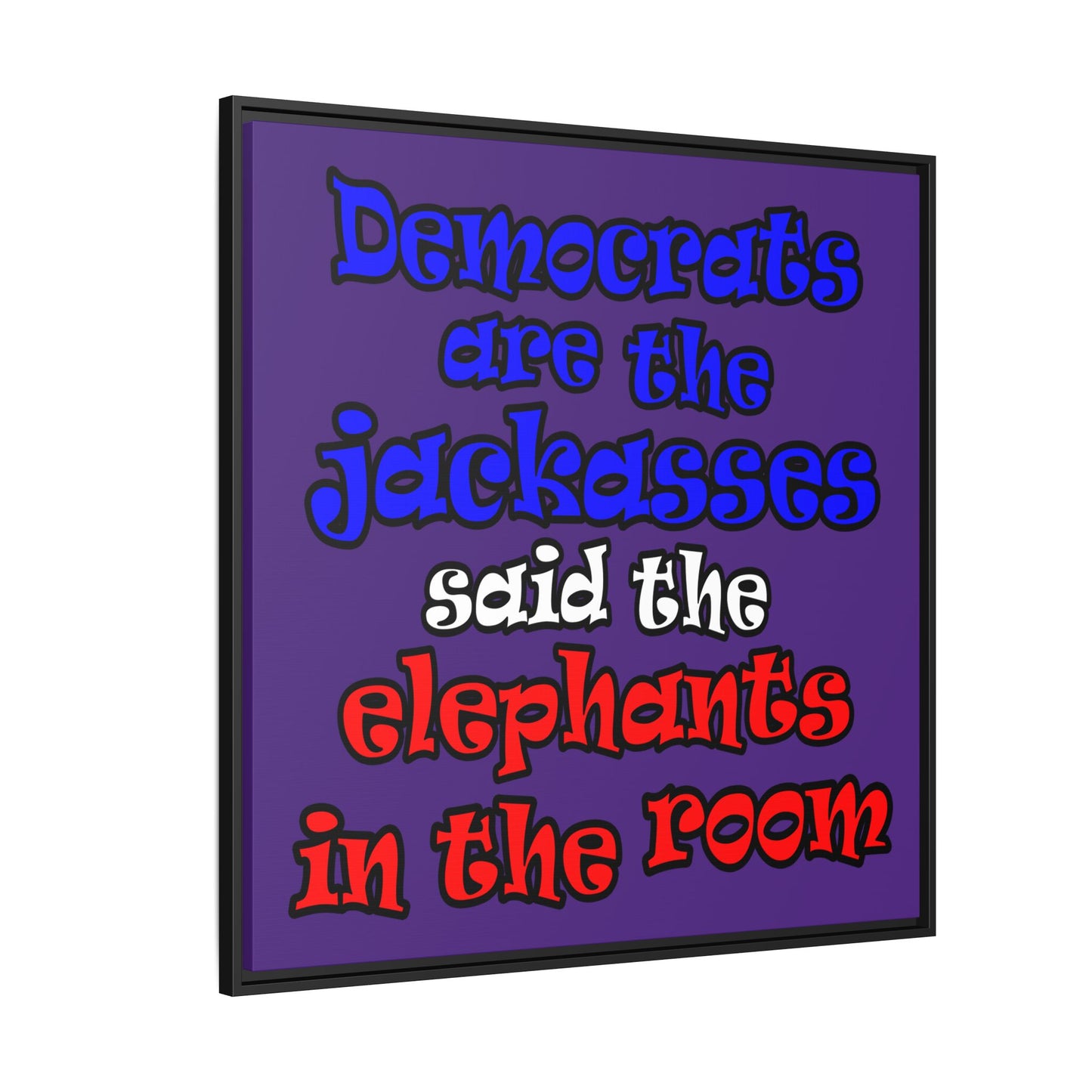 donkeys and elephants - framed canvas art (purple)