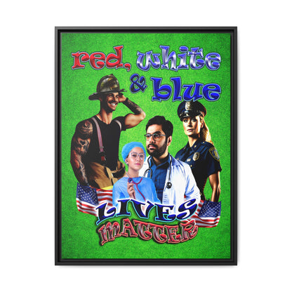 rw&b lives matter - framed canvas art (green turf)