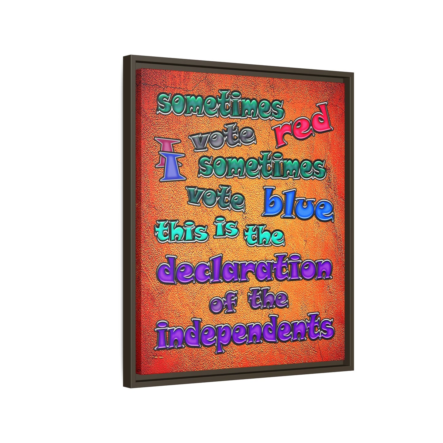declaration of the independents - framed canvas art (burnt orange)