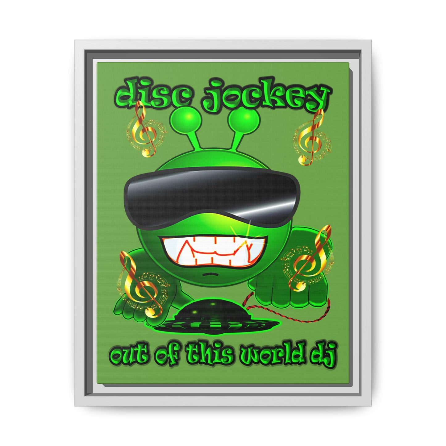 disc jockey - framed canvas art (green)