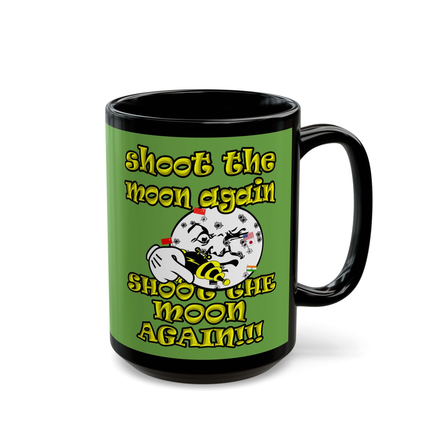 shoot the moon again - Black Mug (green)