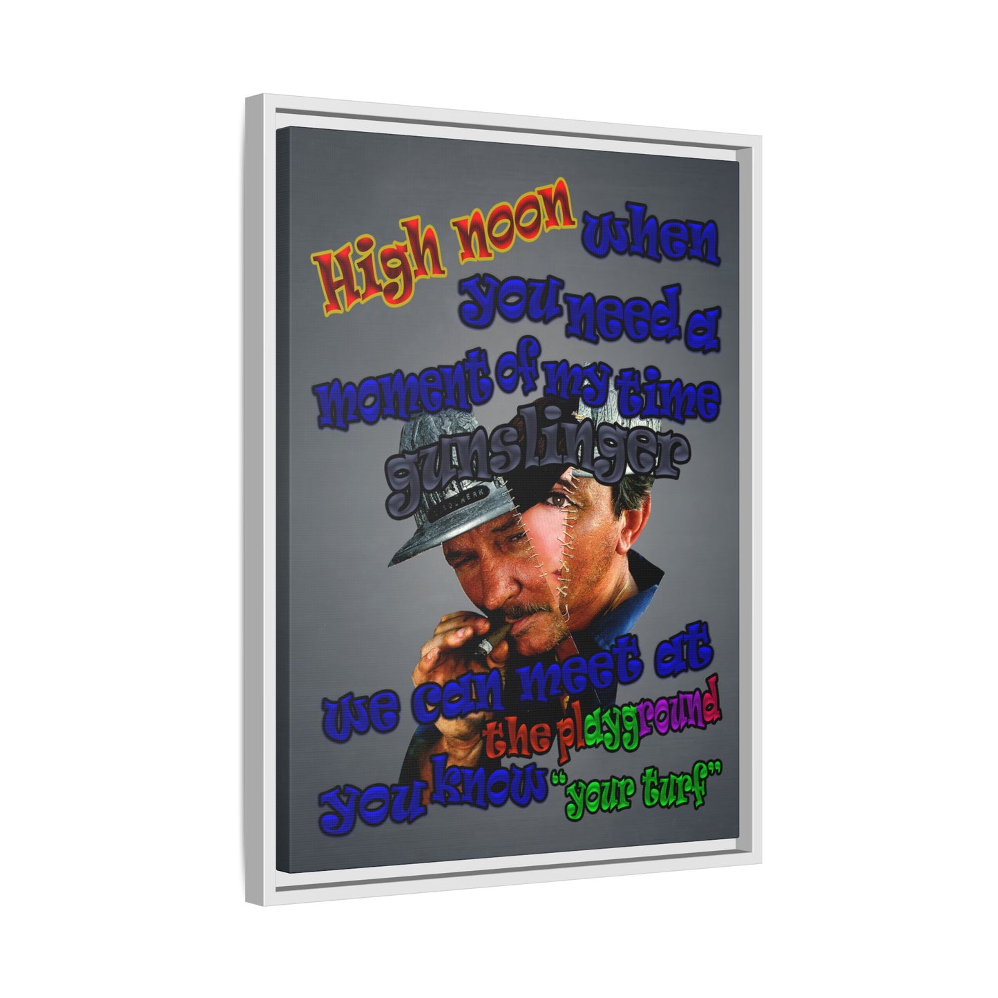 high noon - framed canvas art (grey-light grey)