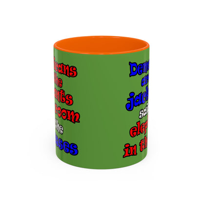 donkeys and elephants - Accent Mug (green)