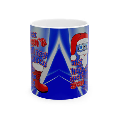 santa's shoes - White Mug (blue-white wave)