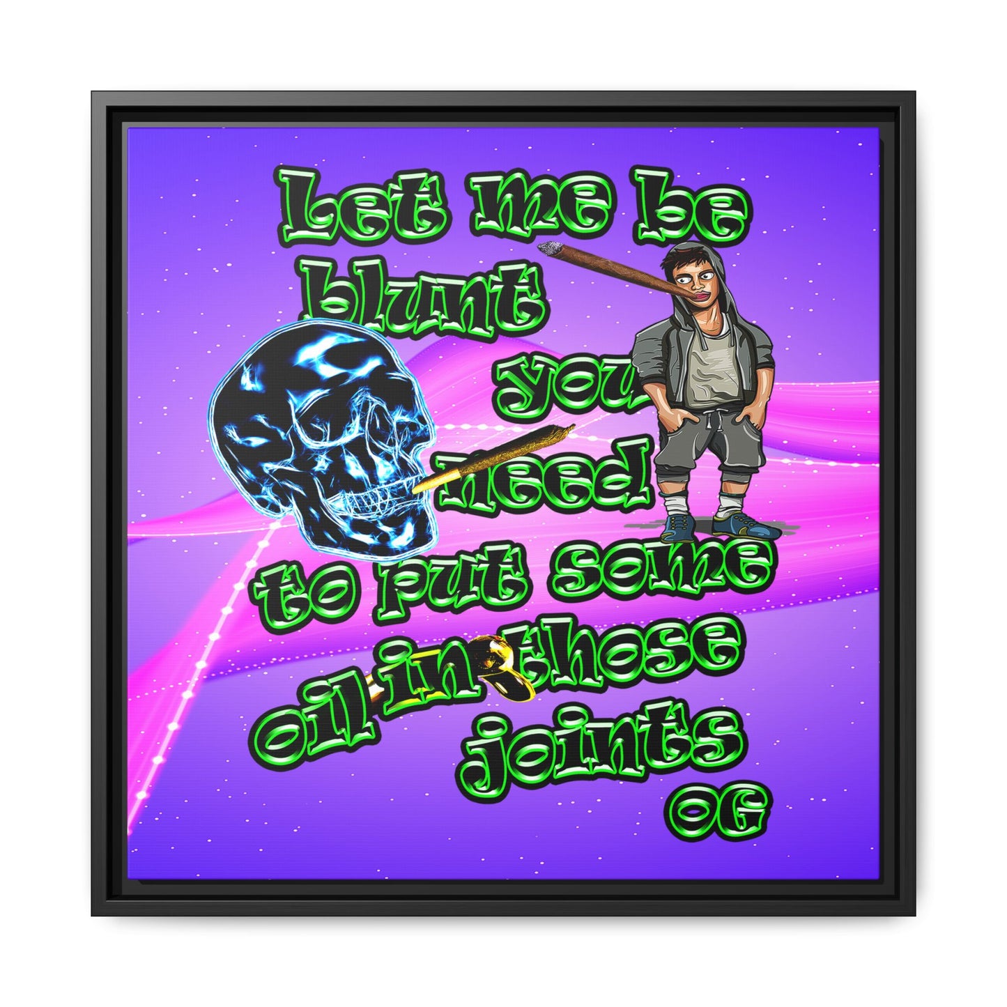 og - framed canvas art (purple-pink wave)