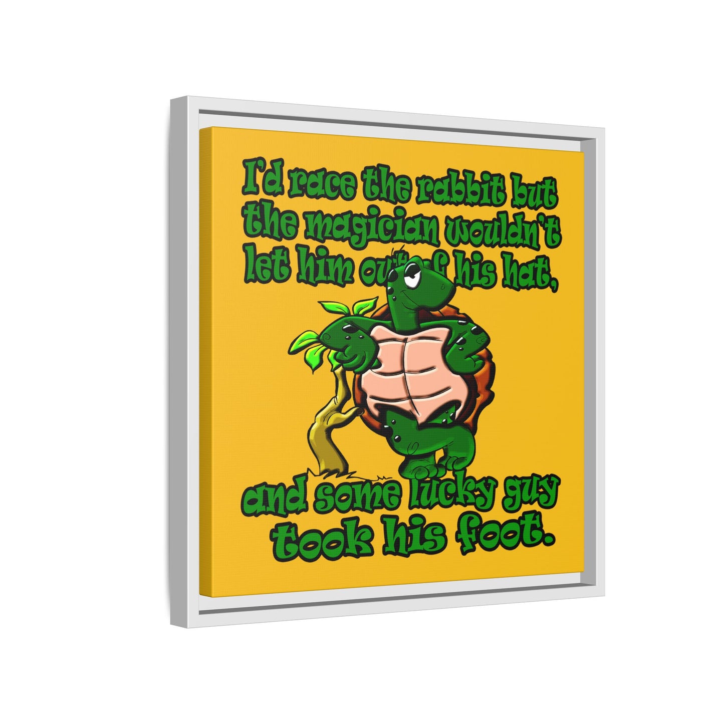 turtle race - framed canvas art (yellow)