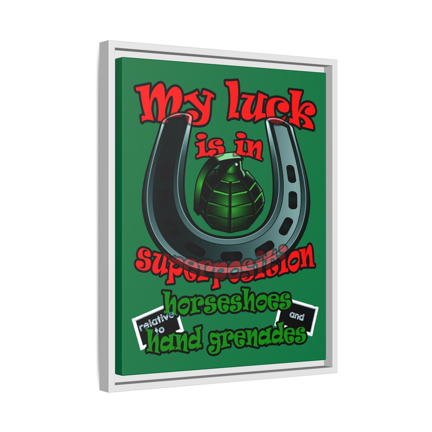 my luck - framed canvas art (dark green)
