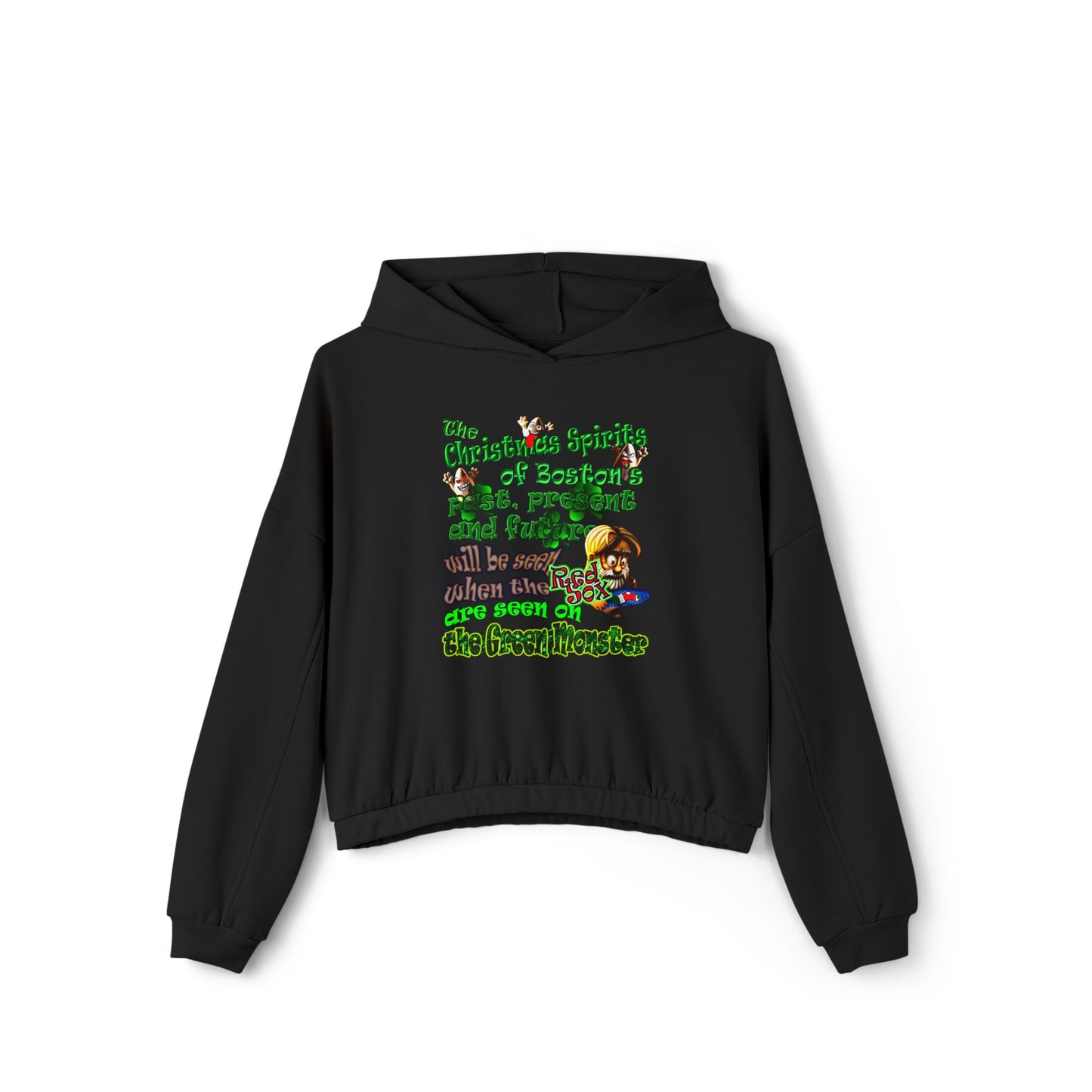 christmas spirits of boston - Women's Cinched Bottom Hoodie