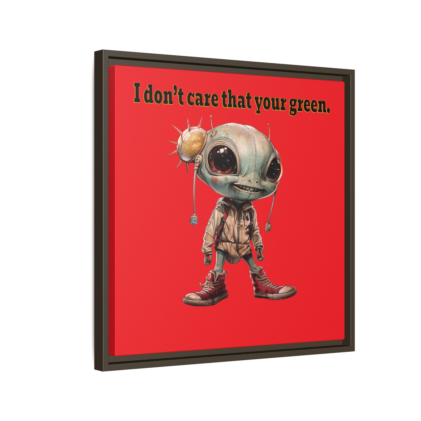 I don't care that your green - framed canvas art (red)