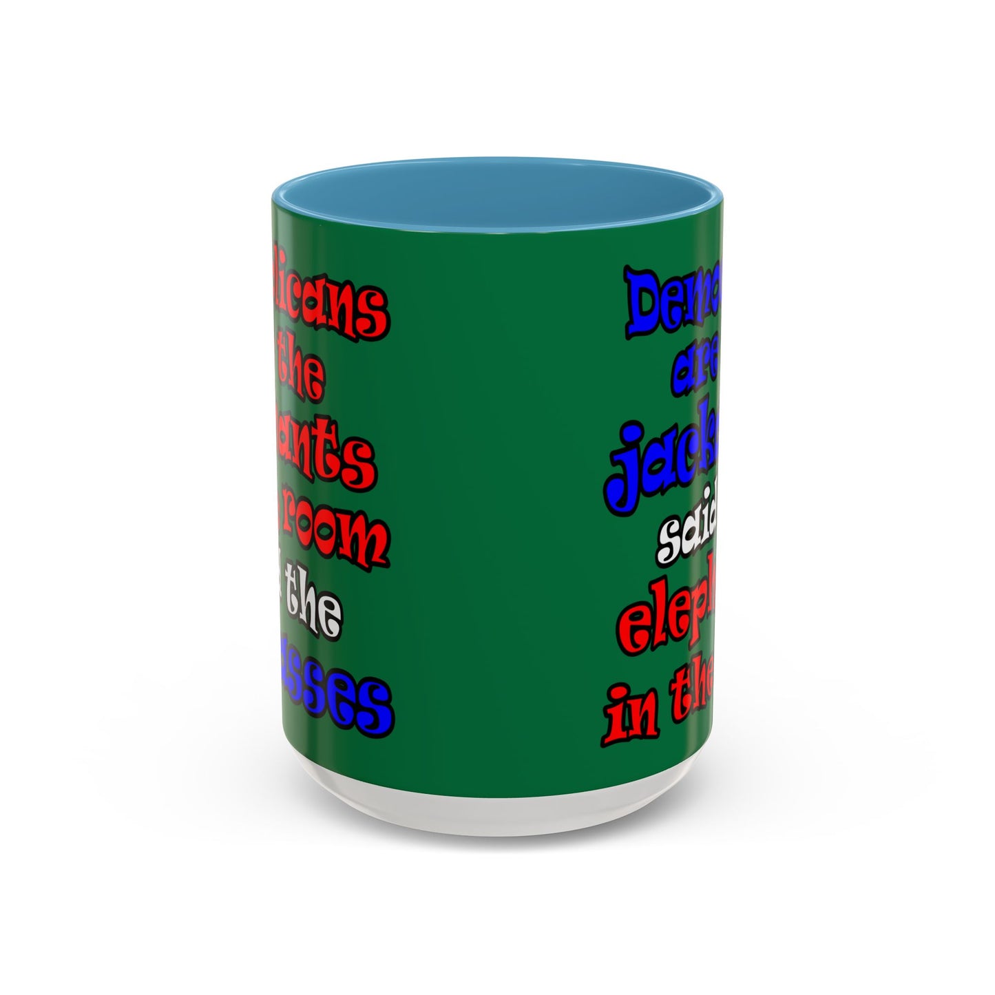donkeys and elephants - Accent Mug (dark green)