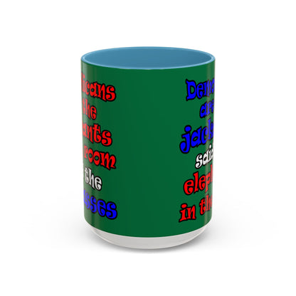donkeys and elephants - Accent Mug (dark green)