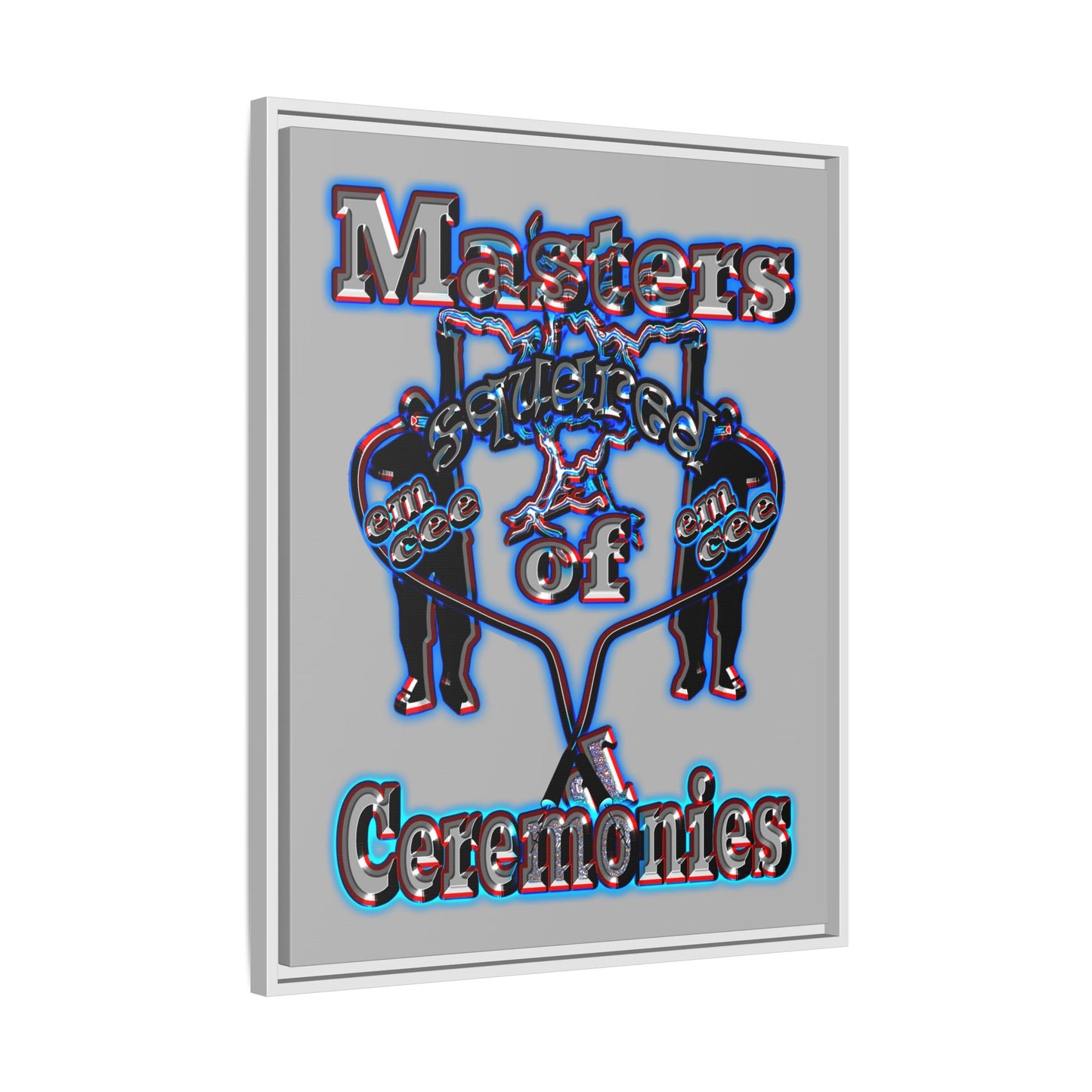 em cee squared - framed canvas art (light grey)