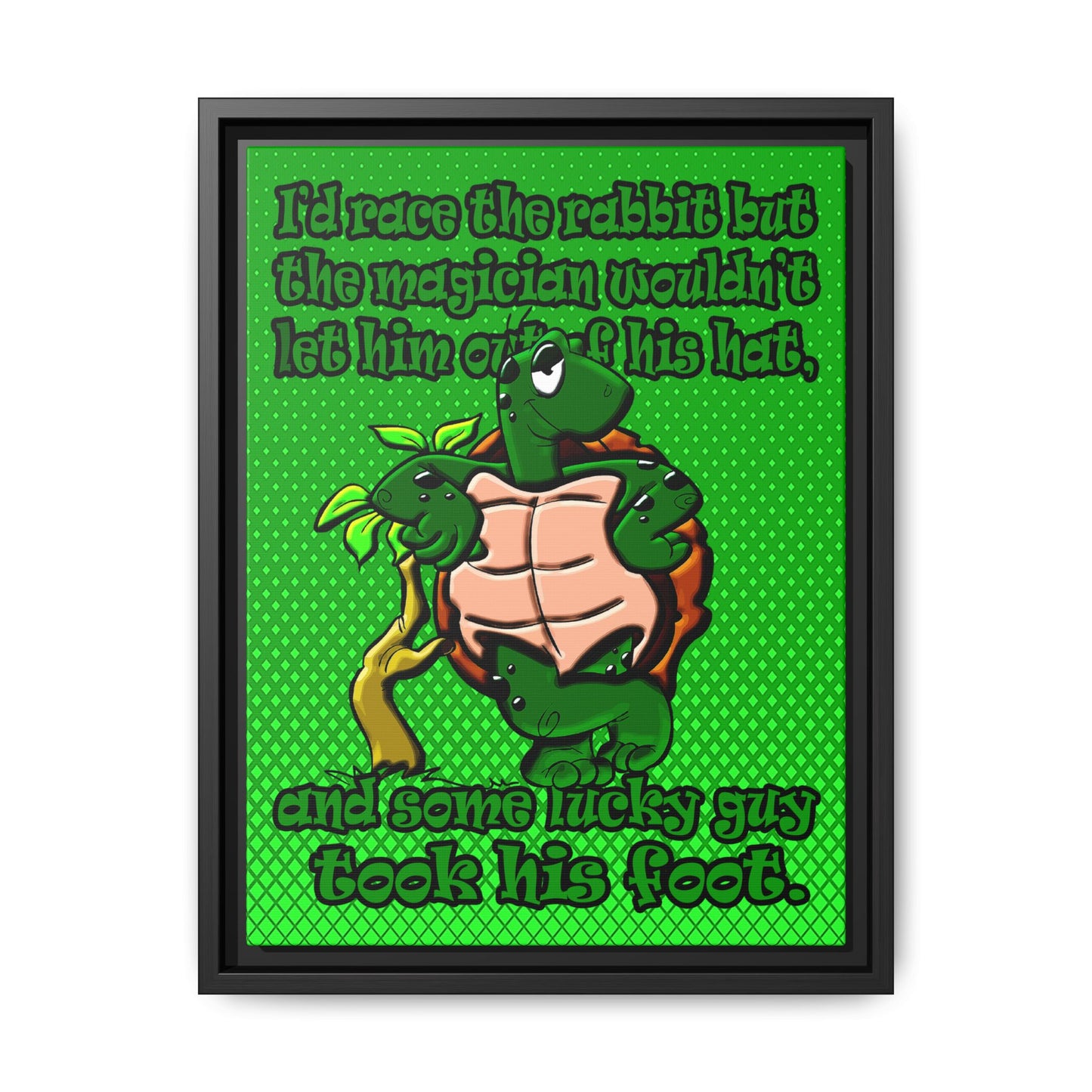 turtle race - framed canvas art (logo green)