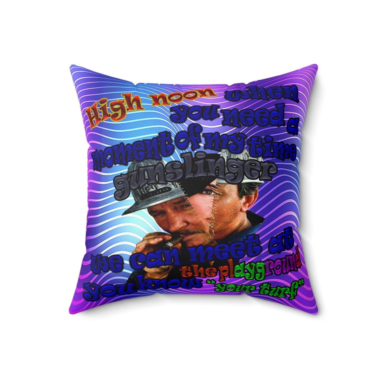 high noon - Faux Suede Square Pillow - (purple wave)