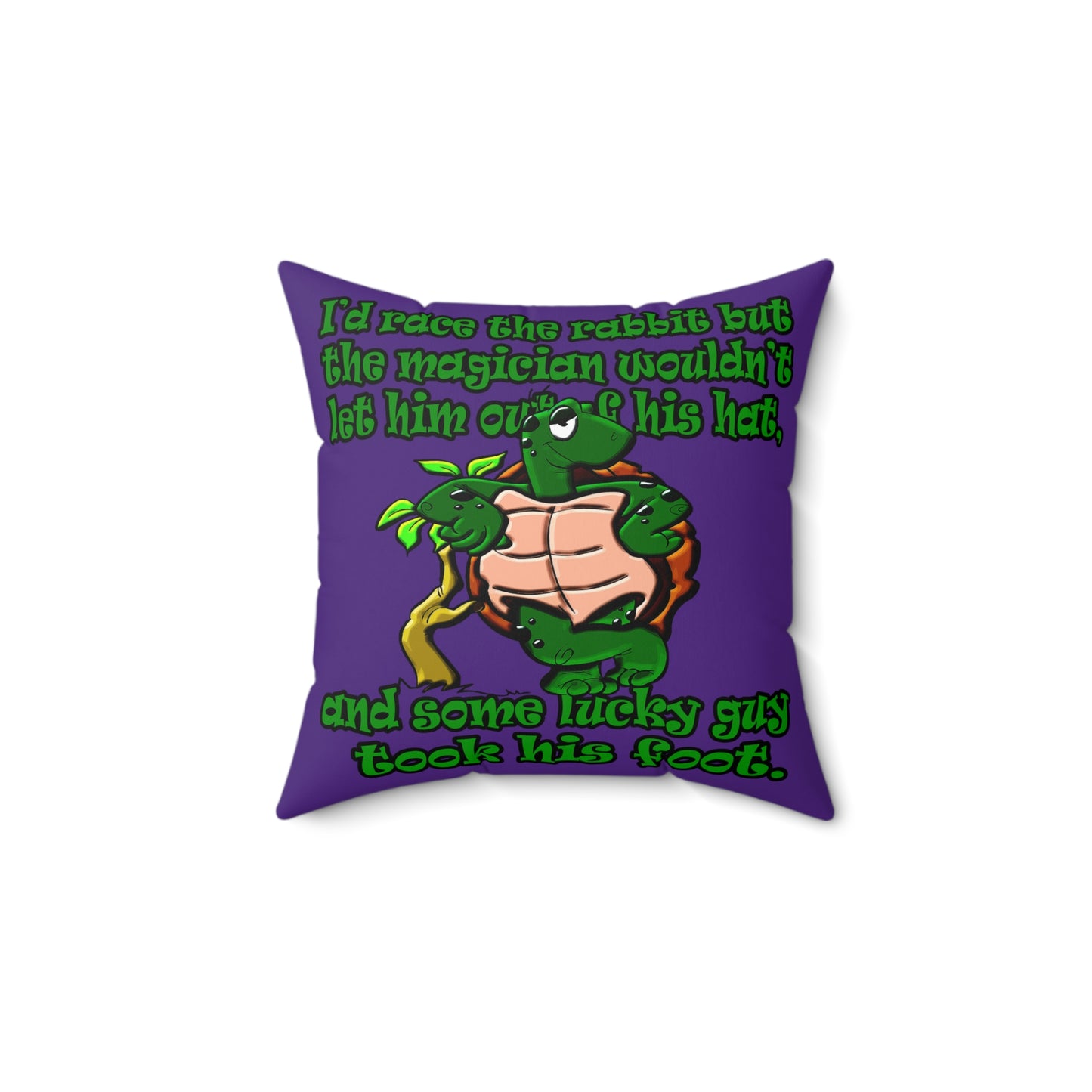 turtle race - Spun Polyester Square Pillow - (purple)